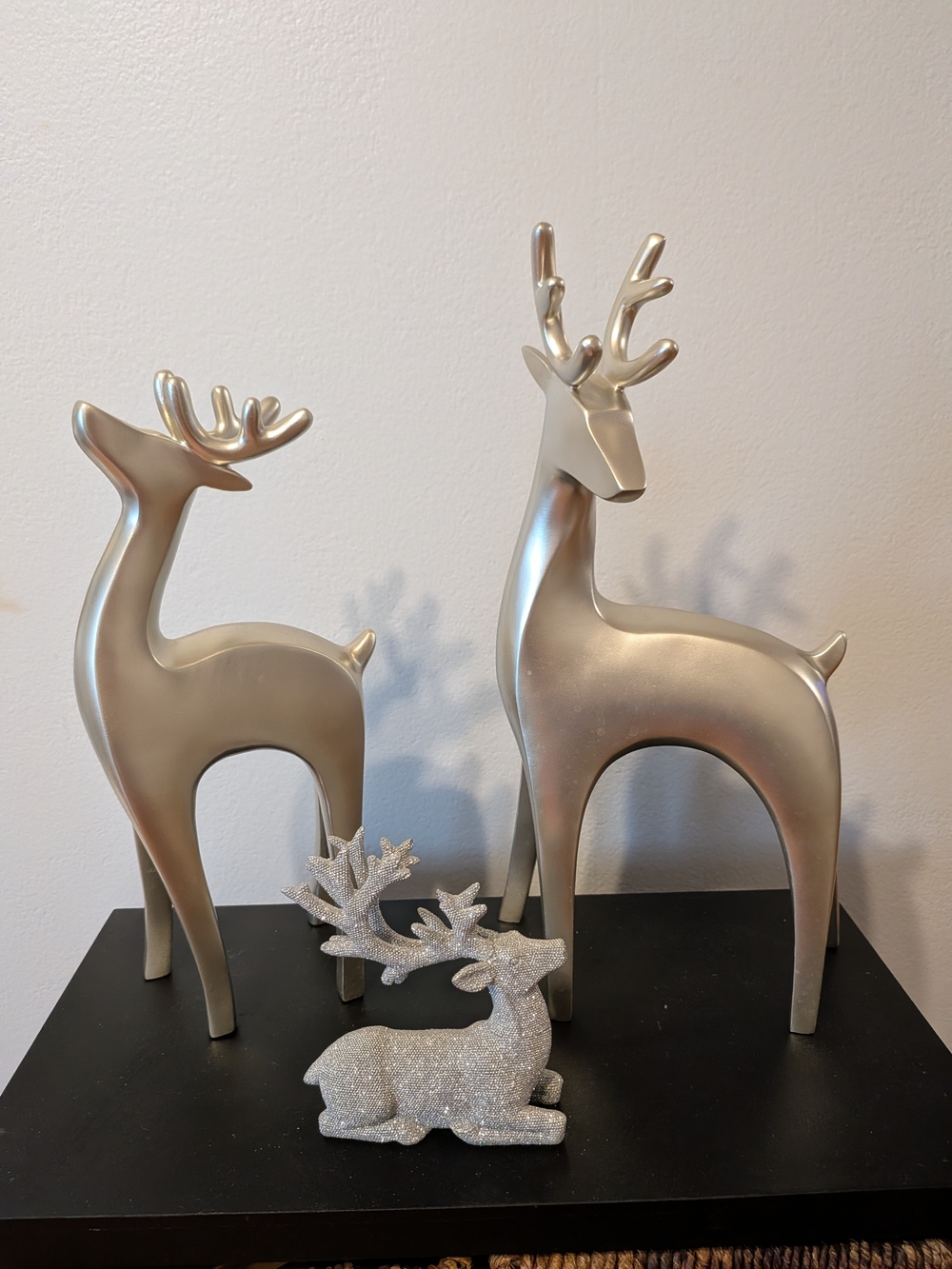 Metallic Silver Reindeer Holiday Figurines - Decorative Set